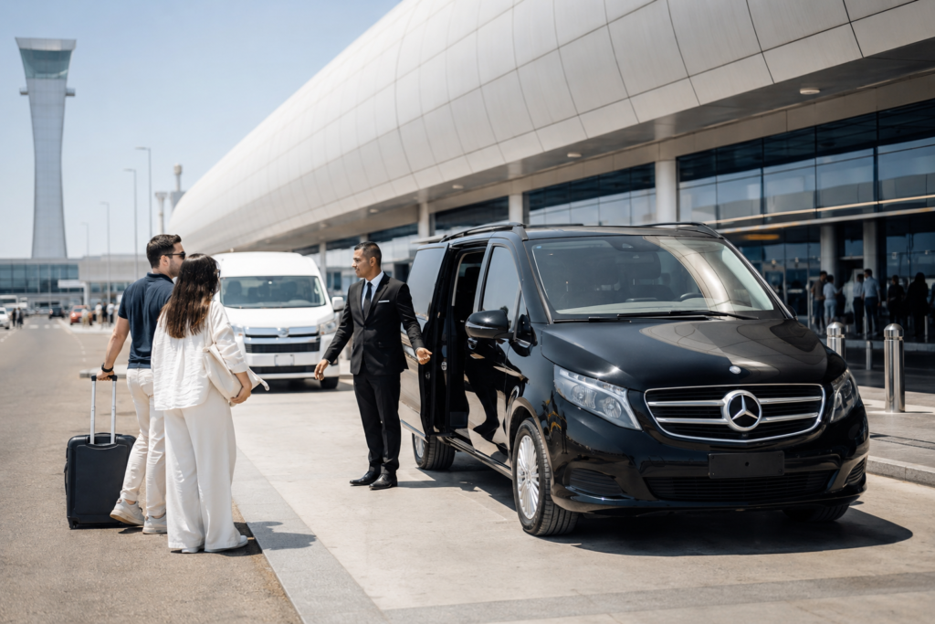 Mercedes V250 airport transfer from Cairo International Airport.