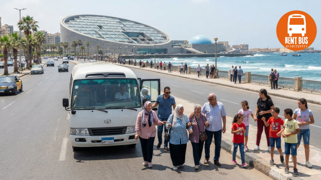 ميني باص تويوتا كوستر للإيجار لرحلات الإسكندرية