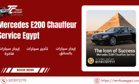 Mercedes E200 Rental Egypt with Pyramids background