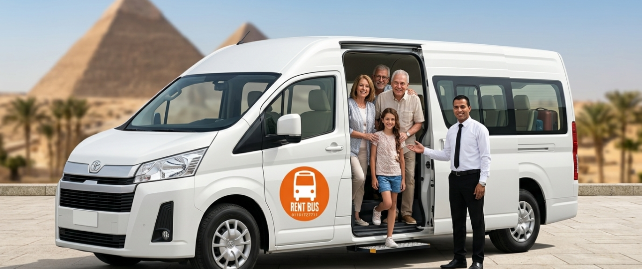 Featured image showing luxury Toyota Hiace for Microbus Rental Egypt services