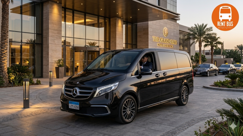 Luxury Mercedes V250 van for rent in Egypt offering elite VIP transportation services.