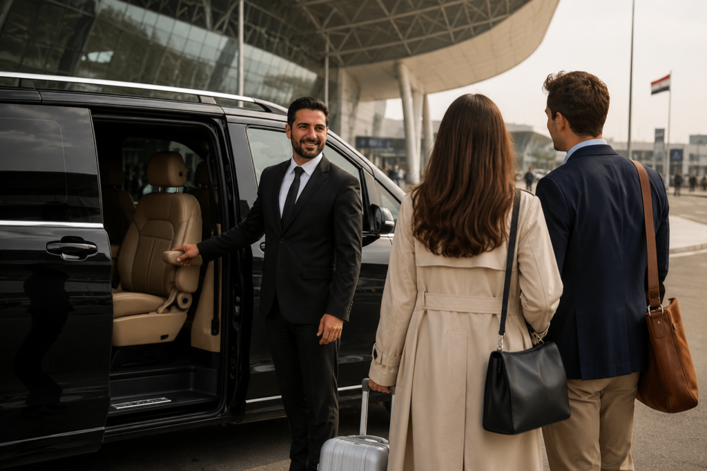 Professional airport transfer service at Cairo International Airport with private chauffeur