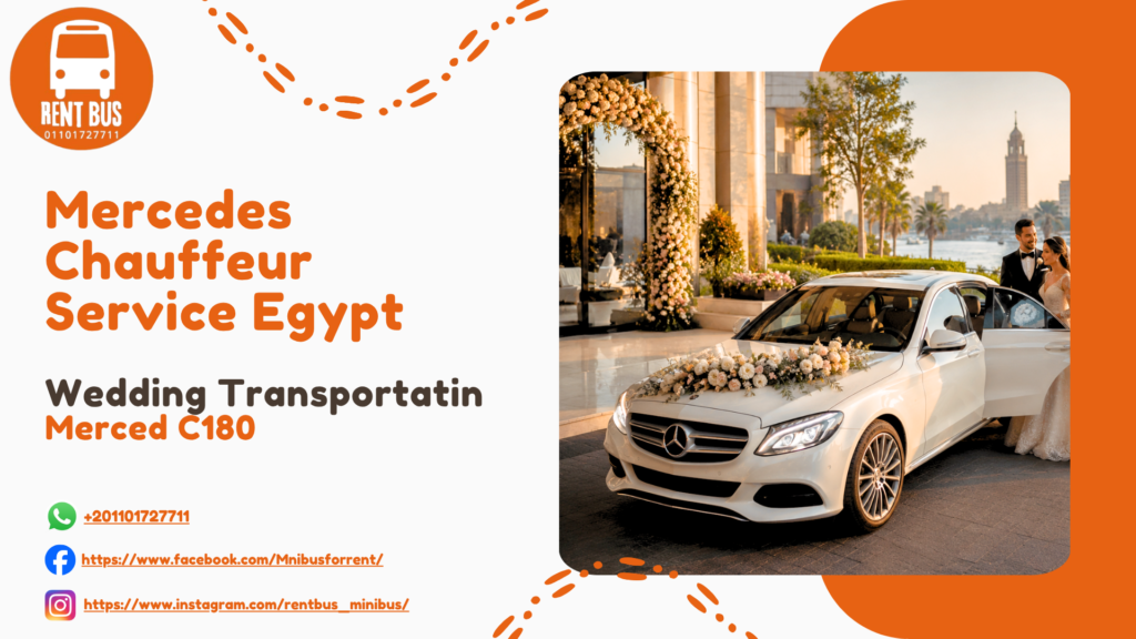 Mercedes C180 wedding car with Mercedes Chauffeur Service Egypt for luxury wedding transportation.