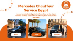 Mercedes Chauffeur Service Egypt luxury fleet including Mercedes E200, C180, V250, V300 and Sprinter VIP vehicles.