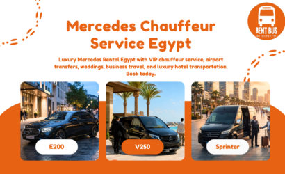 Mercedes Chauffeur Service Egypt luxury fleet including Mercedes E200, C180, V250, V300 and Sprinter VIP vehicles.