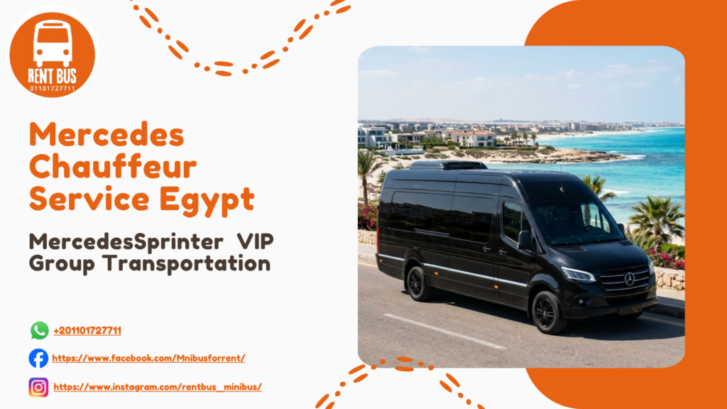 Mercedes Sprinter VIP with professional chauffeur in Egypt for luxury group transportation and tourism.