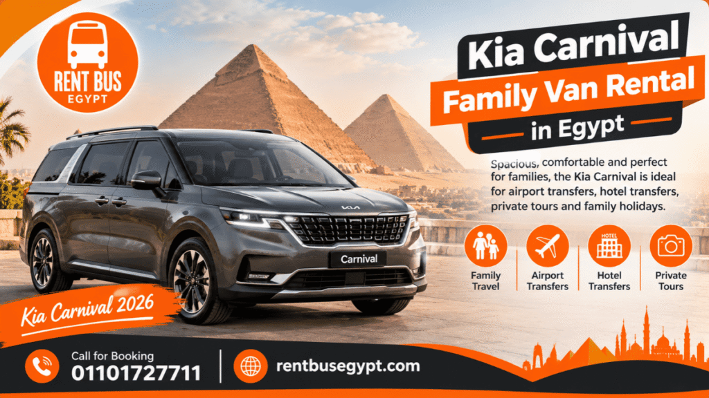 Kia Carnival family van rental in Egypt for airport transfers and private trips