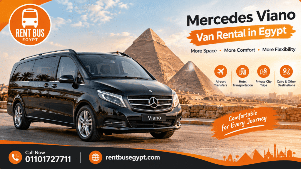 Mercedes Viano van rental in Egypt with driver for family transportation